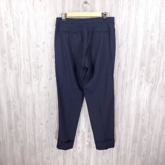 The Row Virgin Wool Silk Trouser Pant Cuffed Pleated Navy Blue - Picture 3 of 5